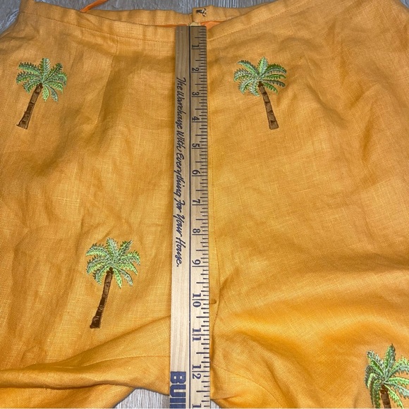 Vintage JADE Melody Tam Women’s Orange Linen Pants Embroidered Palm Tree Size 8 - Picture 13 of 13